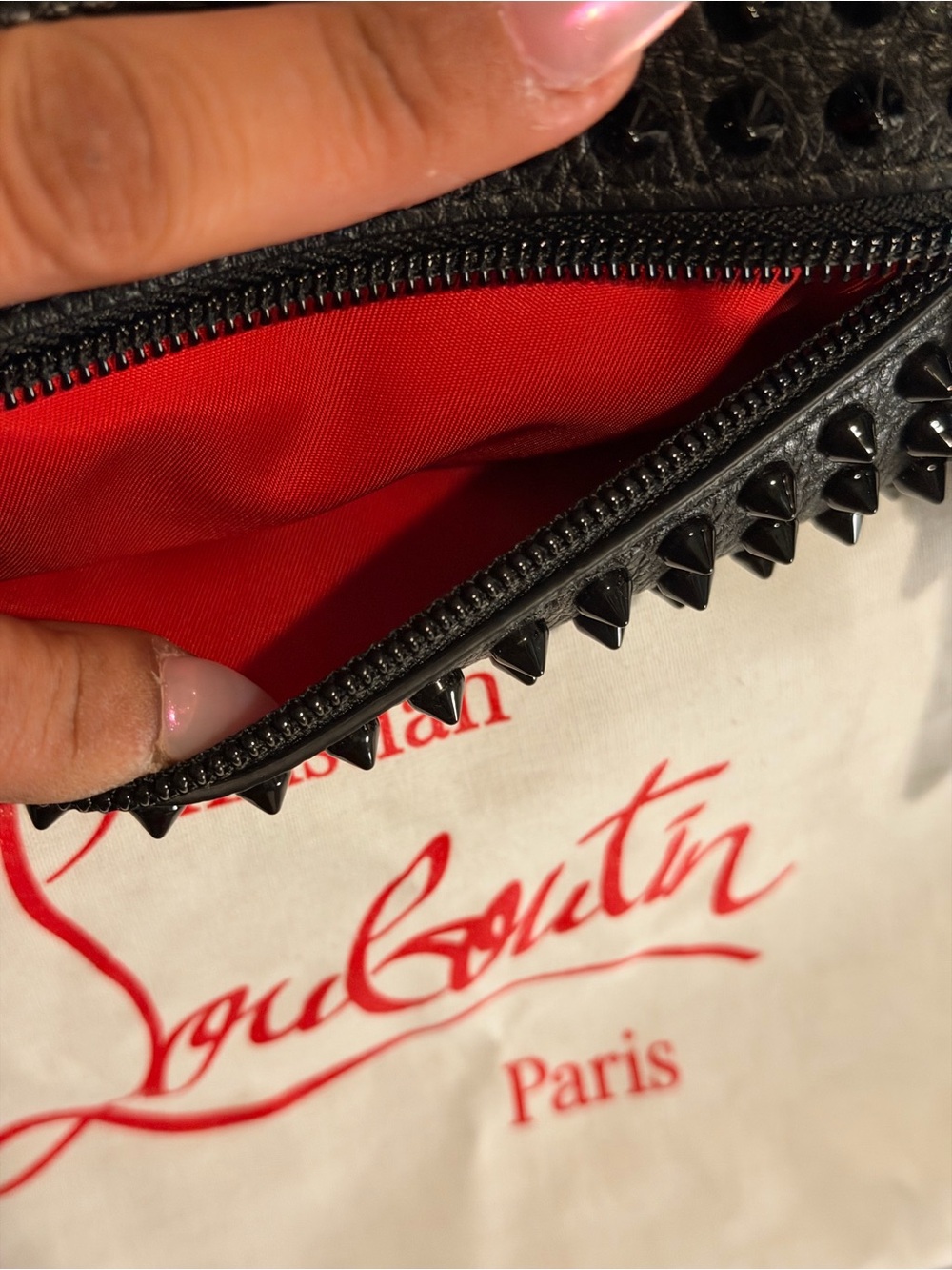 Christian Louboutin Men's Blaster Spiked Leather Travel Toiletry Bag - Picture 6 of 14